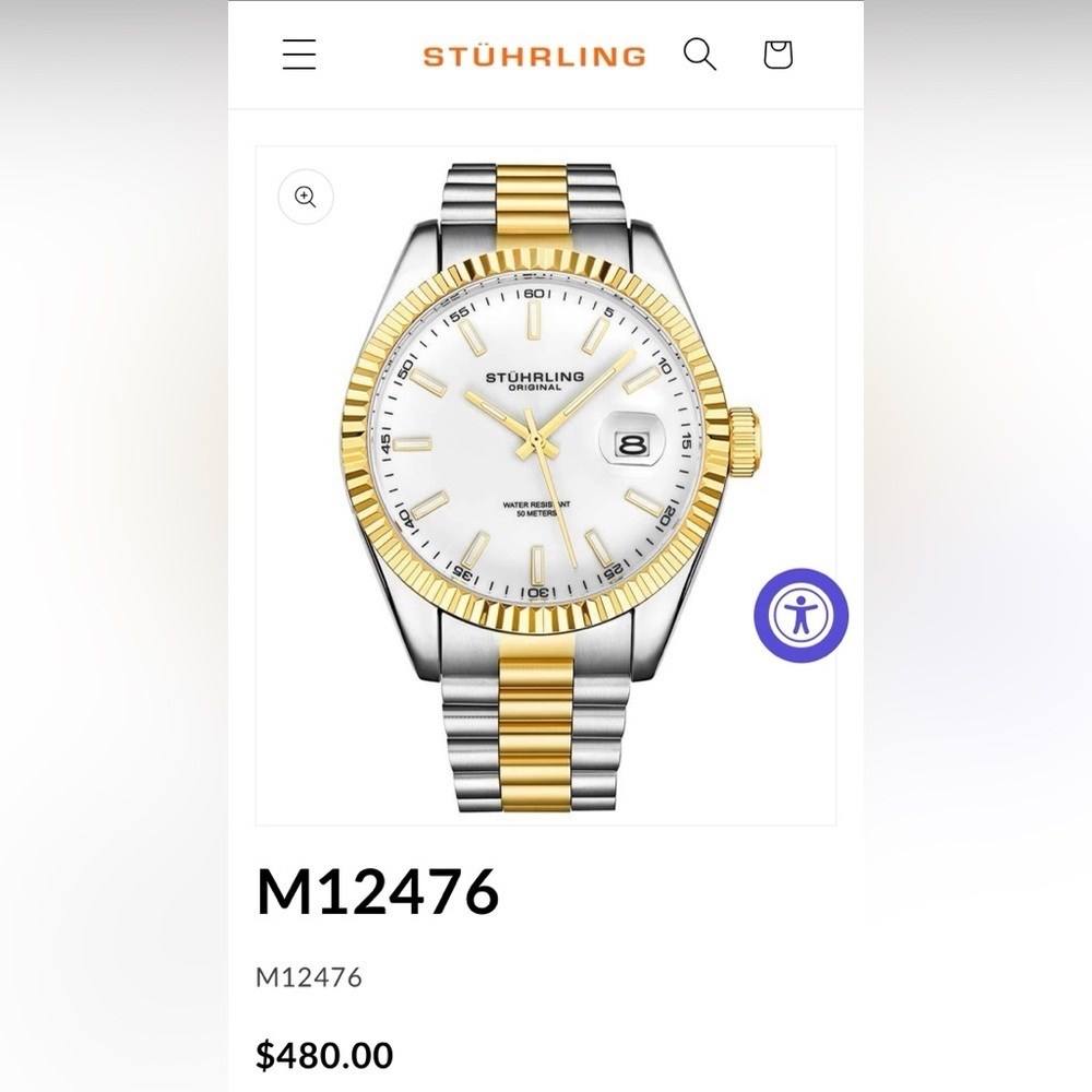 NWT Stuhrling Original Two-Tone Men's Watch